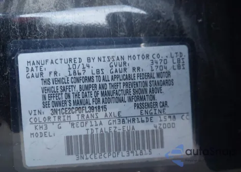 2015 Nissan Versa Note S from USA, damaged, VIN 3N1CE2CP0FL391815